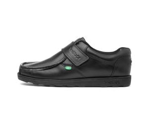 Kickers Fragma Single Strap Moc Toe Leather Shoes | Extra Comfortable | Added Durability | Premium Quality, Zapatos Escolares de Cuero Hombre, Black, 41 EU