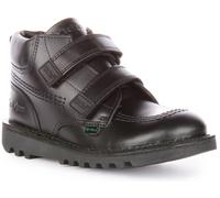 Kickers Kick Hi Roll Zapatos Escolares De Cuero Con Doble Tira Negro Niños