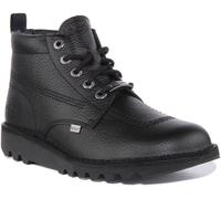 KICKERS Kick Hi Top Tumble Piel Premium Costuras Hombre Botas Negro Talla 6-12