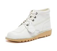Kickers Kick Hi White Leather Boots-UK 3 / EU 36