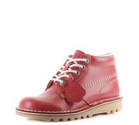Kickers Mujer Rojo Cuero Kick Hi Botas-UK 6.5