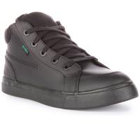 KICKERS Tovni Hi Correa Doble Cordones Cuero Escuela Niños Zapatos Negro GB 3-6