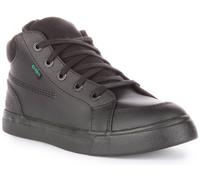 KICKERS Tovni Hi Correa Doble Cordones Cuero Escuela Zapatos de Niño Negro GB 3