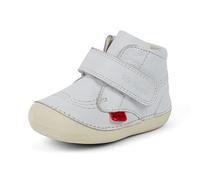 Kickers Unisex Baby Softer Hi Boots | Soft Sole | Easy Fasten | Comfortable | Cushioned, White, 2 UK Child
