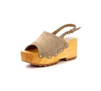 Kickers Kick Wedge Wood, Sandalia con talón Mujer, Beige, 38 EU