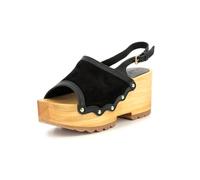 Kickers Women's Kick Wedge Wood Heeled Sandal, Black, 37 EU