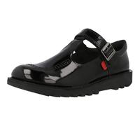Kickers Zapato de uniforme escolar Kick T Vel para niña, aspecto elegante para la escuela diaria, ajuste cómodo diario, acolchado para uso diario, negro (Patent Black), 4 UK