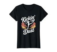 Kickin Up Dust Bold Adventure Entusiasmo Camiseta gráfica económica, Mujer, Negro, M
