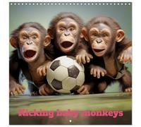 Kicking Baby Monkeys (Wall Calendar 2026 12" x 24" / 30 x 60 cm (abierto)) CALVENDO 12 Month Wall Calendar: Baby Monkeys Kick Passionately (CALVENDO Fun)