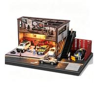 kicmds - Vitrina para coches Hot Wheels Matchbox 1/64, diorama de garaje con luces, almacenamiento de coche de juguete, exhibición de estacionamiento