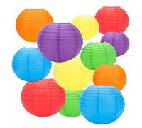 KICNIC Farolillos de papel, 12 unidades, farolillos de papel, multicolor arco iris, pantalla colgante redonda, farolillo de papel decorativo para cumpleaños, bodas, fiestas, carnavales, fiestas en el