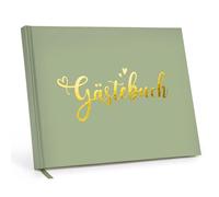 KICNIC Libro Firmas Boda, 100 Páginas Libro de Firmas Boda en Blanco, Portada Libros de Visitas con Título Dorado, Álbum Fotos para Boda de Los Novios, Aniversario, Bautizo, Fiesta del Bebé (Verde)