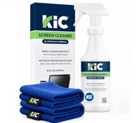 KICTeam Waffletechnology CrystalVu - Kit de limpiador de pantalla táctil, botella de spray de 32 onzas con 2 toallitas de microfibra para limpiar monitores y pantallas de computadora