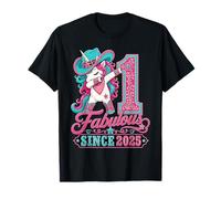 Kid 1 Years Old Western Unicorn Dabbing 1st Birthday Cowgirl Camiseta