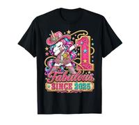 Kid 1 Years Old Western Unicorn Dabbing 1st Birthday Cowgirl Camiseta