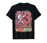 Kid 3 Years Old Western Unicorn Dabbing 3rd Birthday Cowgirl Camiseta