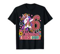 Kid 6 Years Old Western Unicorn Dabbing 6th Birthday Cowgirl Camiseta