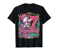 Kid 7 Years Old Western Unicorn Dabbing 7th Birthday Cowgirl Camiseta