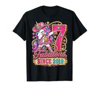 Kid 7 Years Old Western Unicorn Dabbing 7th Birthday Cowgirl Camiseta