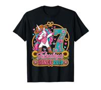 Kid 7 Years Old Western Unicorn Dabbing 7th Birthday Cowgirl Camiseta