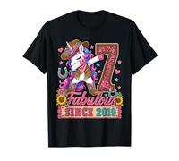 Kid 7 Years Old Western Unicorn Dabbing 7th Birthday Cowgirl Camiseta