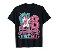 Kid 8 Years Old Western Unicorn Dabbing 8th Birthday Cowgirl Camiseta