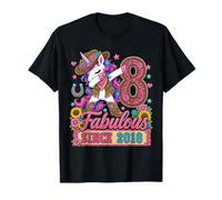Kid 8 Years Old Western Unicorn Dabbing 8th Birthday Cowgirl Camiseta