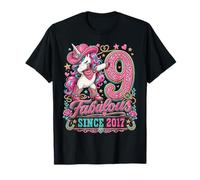 Kid 9 Years Old Western Unicorn Dabbing 9th Birthday Cowgirl Camiseta