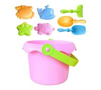 Kid Beach Toys, Lightweight Sand Castle Building Kit, Sandbox Toy Set with Bucket, Molds, and Shovels, Perfect for Outdoor, School, Kindergarten, Beach, Backyard Play, 9.5x13cm Pink Green
