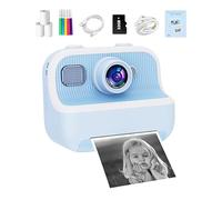 Kid Camera Instant Print, Cute Digital Camera for Girls, 1080P HD Video Recorder, Children’s Video Camcorder, Fun Toy for Christmas and Birthday, Pink/Purple/Lake Blue