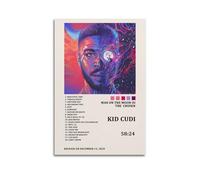 Kid Cudi Album Man On The Chosen Tracklist Póster estético decorativo para pared, pintura en lienzo vintage para sala de estar, dormitorio, 40 x 60 cm, estilo sin marco