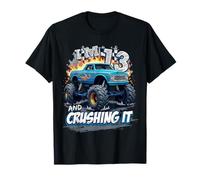 Kid Monster Truck 13 Year Old Boys 13th Birthday Crushing It Camiseta