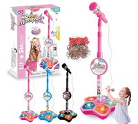 Kid Star Microphone with Stand, Kids Microphone with Adjustable Stand, Mic Singing Musical Toy with Stage Lights, Echo Effects for Girls Boys Birthday Holiday Gifts (Pink)