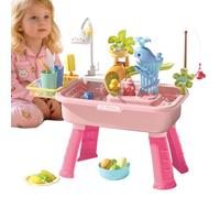 Kid Water Table Beach Outdoor Toys 4-in-1 Sink Toy with Electric Faucet Educational Pretend Play for Boys Girls Picnic School Camping Park Pool Beach Daycare Playhouse Garden Travel Backyard