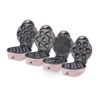KID400 Wëasy CakeMaker, Máquina de Tartas 4 en 1 Muffins, Cupcakes, Donuts, Waffles, Antiadherente, Rosa,700 W