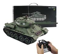 Kidaromo Tanque RC 1:16, tanque mediano soviético T-34/85 RC, vehículo militar de 2.4 GHz, vehículo blindado de batalla principal con sonido realista, humo y acción de control remoto, regalos y