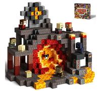 KIDCHEER 100 Piezas de Bloques Magnéticos - Set de Bloques Construcción Fantasía Oscura, Aventura Volcánica Regalo para Niños, Juguetes Educativos Creativa para Niños y Niñas a Partir de 3 Años