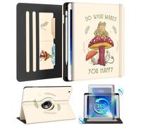 Kidcube Funda para iPad de 9ª/8ª/7ª generación de 10.2 Pulgadas - para Mujeres y niñas, Bonita Funda giratoria con Soporte para lápices y Ranura para Tarjetas, diseño de Seta de Rana Fresca para iPad