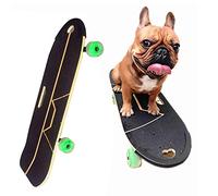 KIDDEX Monopatín para Perros con Soporte de Surf Monopatín para Mascotas Monopatín con Ruedas de PU Coloridas para Bulldog inglés-francés, Superficie de Tabla Fuerte, Soporte de Gravedad 85X27cm