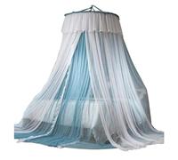 KiddiBubzi 1 Set Princess Bed Curtain Double Layer Round Dome Ceiling Hanging Soft Sheer Mesh Lace Girl Bedroom Bed Canopy Net Home Supplie(Blue,S)
