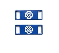 KiddiBubzi 4pc Logo Icon Shoelace Buckle Metal Shoelaces Accessories Lace Lock DIY Sneaker Kits Shoe Decoration(Blue white)
