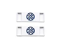 KiddiBubzi 4pc Logo Icon Shoelace Buckle Metal Shoelaces Accessories Lace Lock DIY Sneaker Kits Shoe Decoration(White blue)
