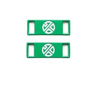 KiddiBubzi 4pc Logo Icon Shoelace Buckle Metal Shoelaces Accessories Lace Lock DIY Sneaker Kits Shoe Decoration(Green white)
