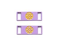 KiddiBubzi 4pc Logo Icon Shoelace Buckle Metal Shoelaces Accessories Lace Lock DIY Sneaker Kits Shoe Decoration(Purple yellow)