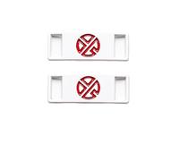 KiddiBubzi 4pc Logo Icon Shoelace Buckle Metal Shoelaces Accessories Lace Lock DIY Sneaker Kits Shoe Decoration(White red)