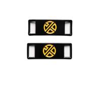 KiddiBubzi 4pc Logo Icon Shoelace Buckle Metal Shoelaces Accessories Lace Lock DIY Sneaker Kits Shoe Decoration(Black yellow)
