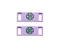 KiddiBubzi 4pc Logo Icon Shoelace Buckle Metal Shoelaces Accessories Lace Lock DIY Sneaker Kits Shoe Decoration(Purple green)