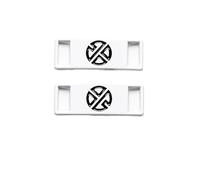 KiddiBubzi 4pc Logo Icon Shoelace Buckle Metal Shoelaces Accessories Lace Lock DIY Sneaker Kits Shoe Decoration(White black)