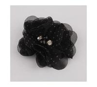 KiddiBubzi 8 Uds 5,5 cm 2 "Centro de Diamantes de imitación de Perlas Flor de Pelo de Gasa for invitación de Boda Flores de Tela Artificiales for decoración de Vestidos(Black White Dots,with no Clip)