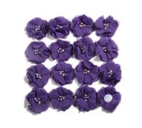 KiddiBubzi 8 Uds 5,5 cm 2 "Centro de Diamantes de imitación de Perlas Flor de Pelo de Gasa for invitación de Boda Flores de Tela Artificiales for decoración de Vestidos(Purple,with Clips)